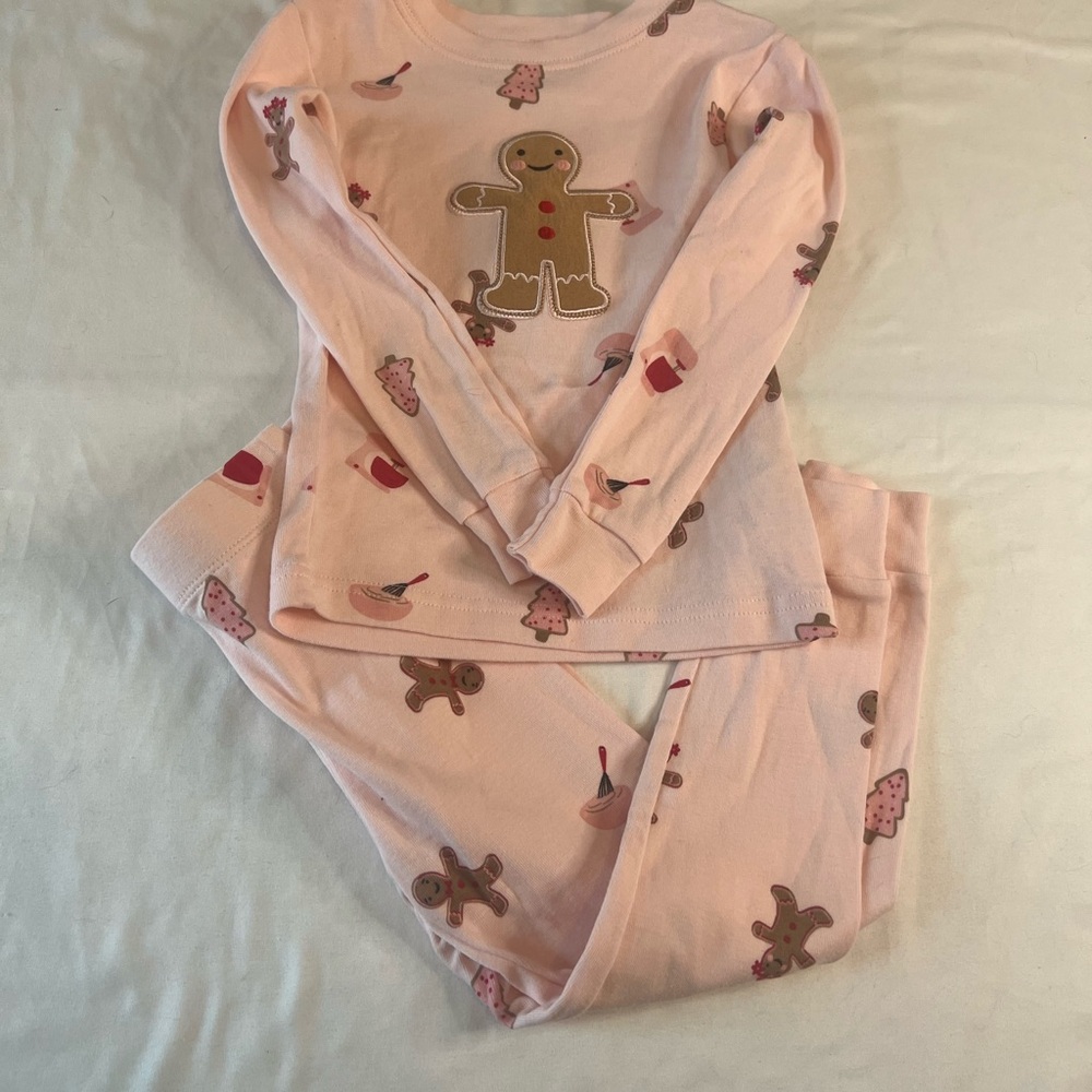 Pekkle Toddler Girls‎ Pajama Set 3T Pink Gingerbread Christmas Holiday Cozy PJs